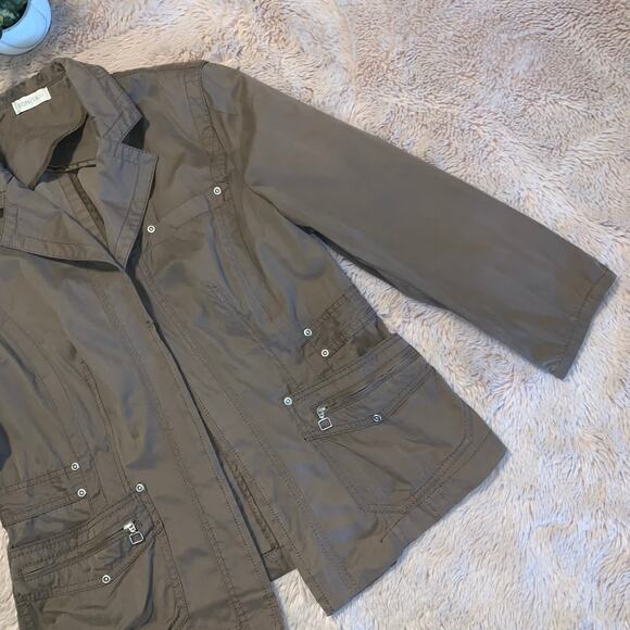 Bonita German Brown Faux Suede Open Front Moto-Style Jacket Size: 44 - Picture 3 of 12